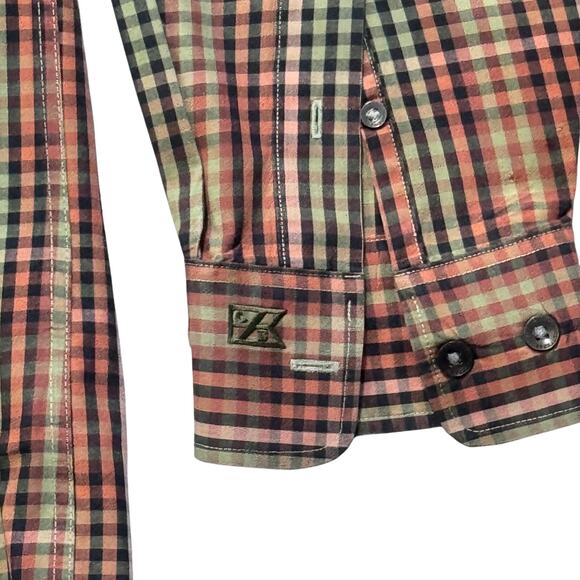 Cutter & Buck Button Down Gingham Check Long Sleeve Brown Shirt Men's Medium - Picture 5 of 10